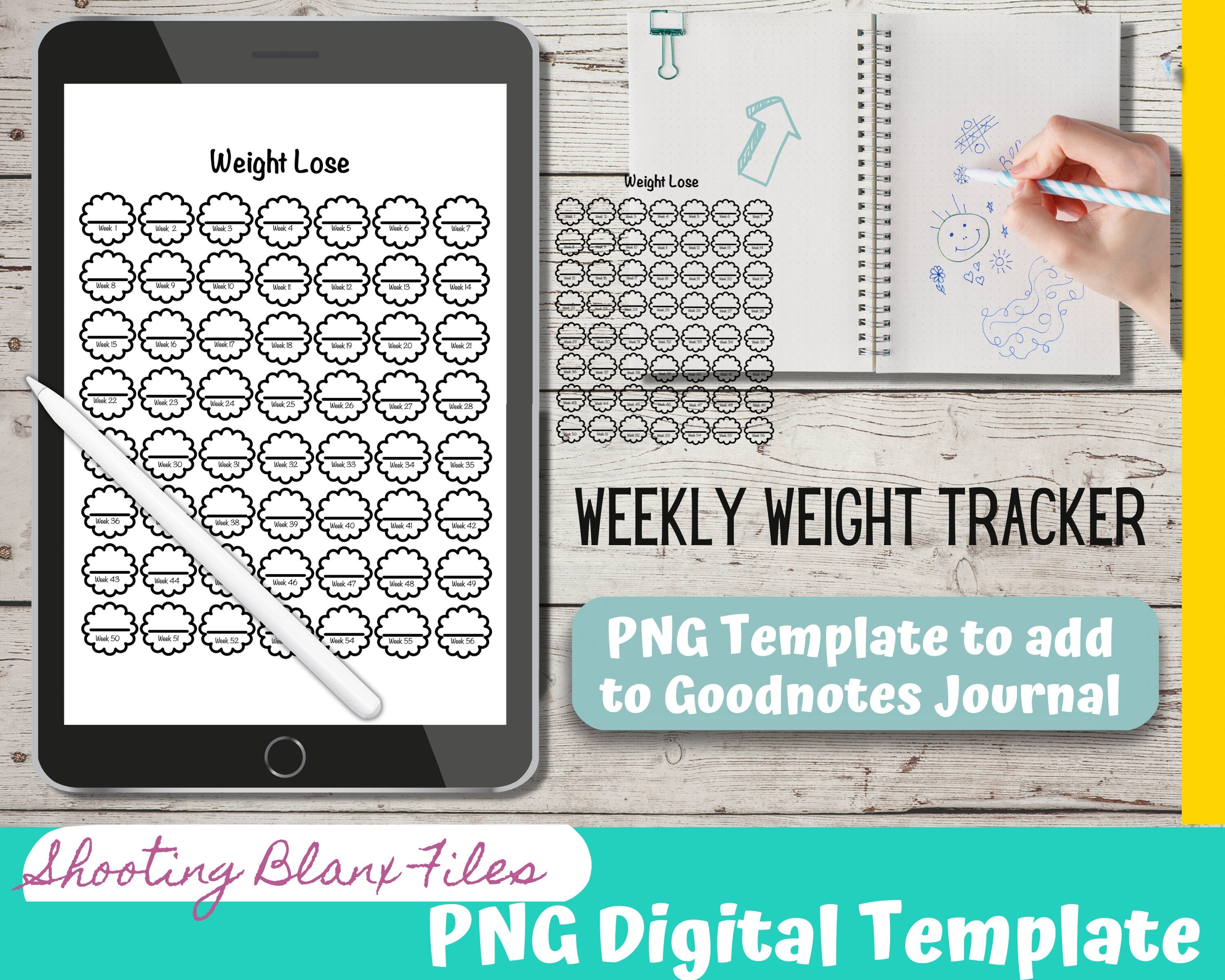 52 Week Weight Tracker / year at a glance tracker / Weight loss / Jour –  CCCreationz