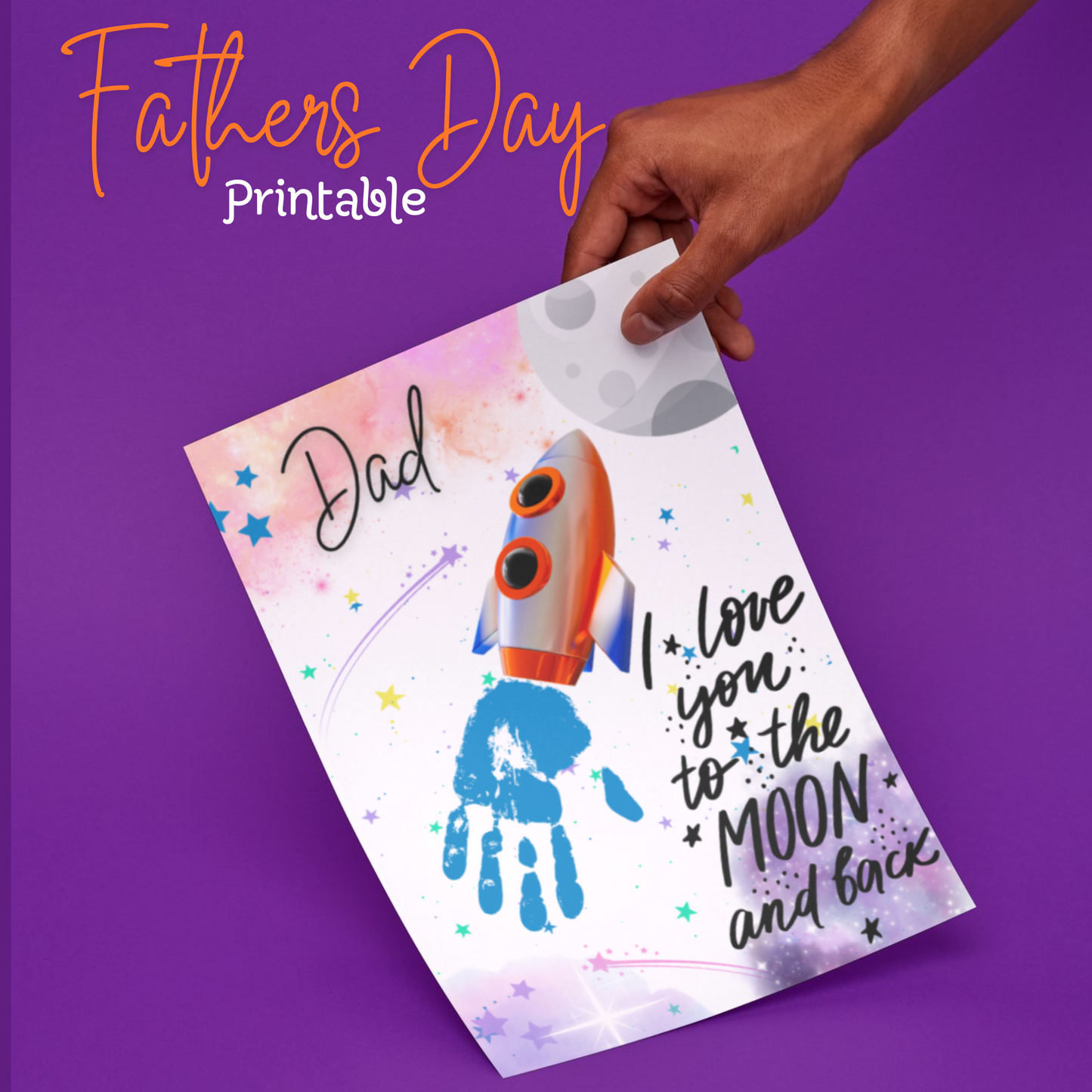 Father's Day Personalized Handprint Wall Art Digital Printout/ Hand Print/ Kids gift to Father/ Bonus Dad/ Uncle/ Grandpa/ Print and Paint