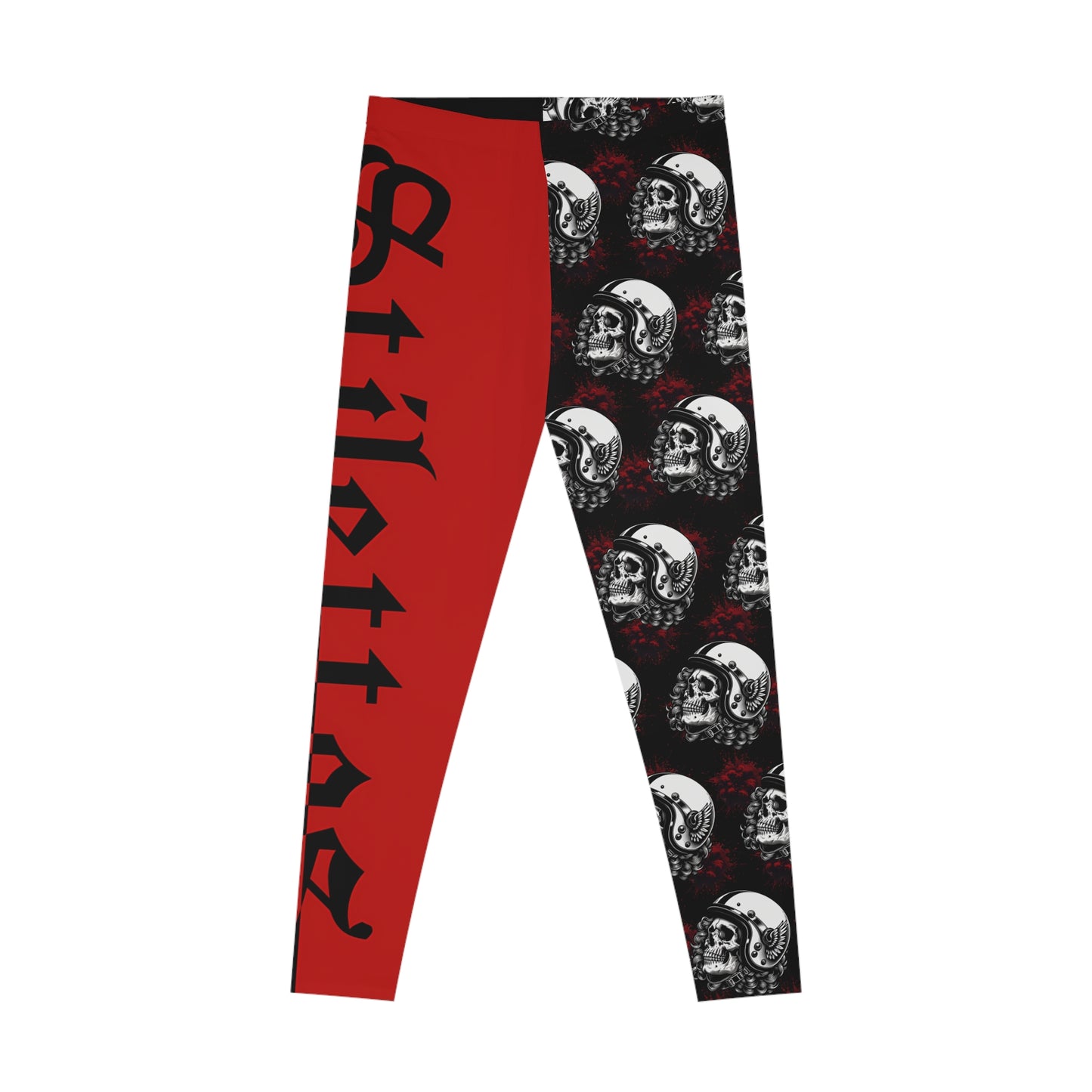 Stilettos Leggings with Girl Skull Motorcycle Helmet Pattern - Stretchy