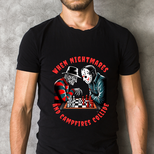 When Nightmares and Campfires Collide - Unisex Softstyle T-Shirt - Chess Shirt - Graphic Tee - Horror t-shirt