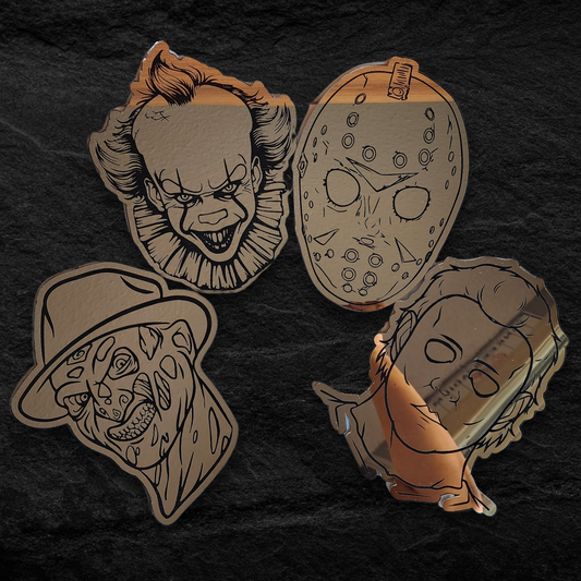 Horror Mirrors Set of 4 - Freddy, Jason, Michael, Pennywise