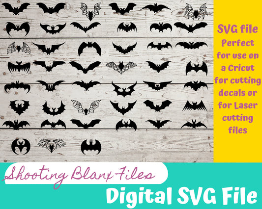 Bats Bundle SVG file for Cricut and laser engraving Glowforge, Scary, Halloween, Minimalistic, Halloween, Horror, Haunted House