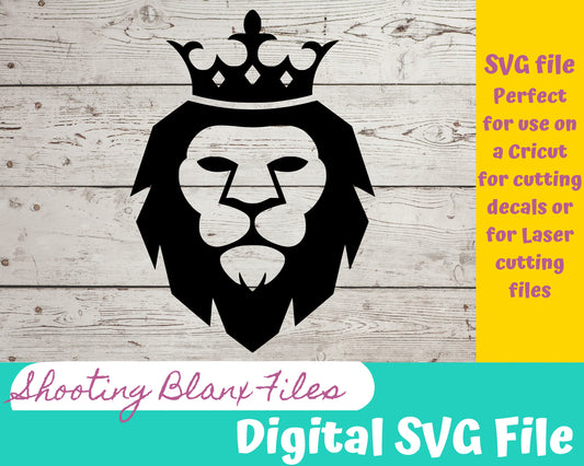 King Lion Simple SVG files perfect for Cricut, Cameo, or Silhouette also for laser engraving Glowforge animal, graphic, line art