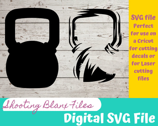 Kettle Bell SVG file perfect for Cricut, Cameo, or Silhouette, laser engraving Glowforge Workout, Muscles, weights, Dumbbell, flex