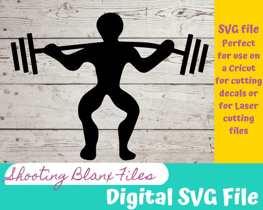 Squat SVG file perfect for Cricut, Cameo, or Silhouette, laser engraving Glowforge Workout, Muscles, weights, Dumbbell, flex