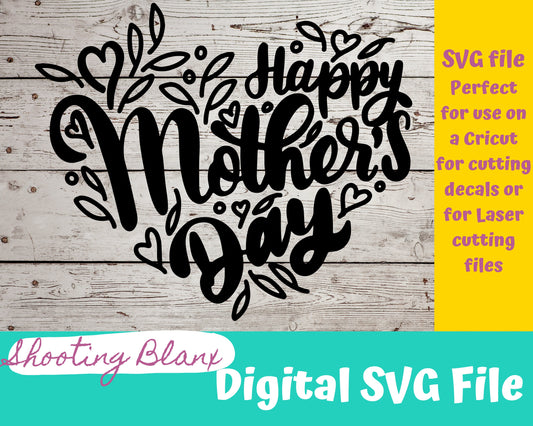 Mother's Day hearts word art SVG file perfect for Cricut, Cameo, or Silhouette also great for laser engraving Glowforge , Mom, Mother