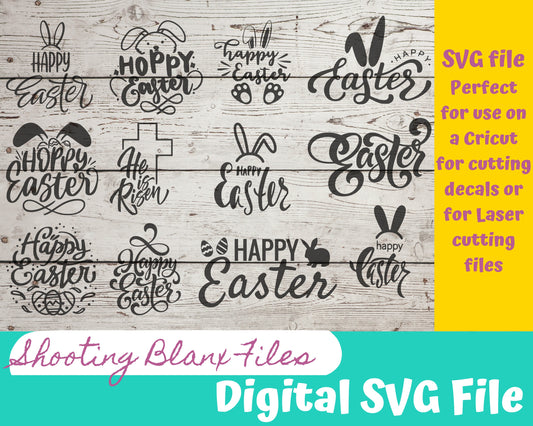 Easter Saying SVG files perfect for Cricut, Cameo, or Silhouette also great for laser cutting Glowforge , rabbit, eggs, word art