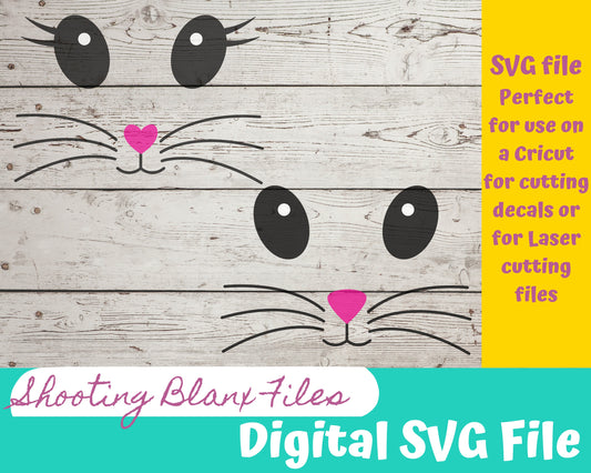 Easter Bunny Face SVG files perfect for Cricut, Cameo, or Silhouette also great for laser cutting Glowforge , rabbit, eggs