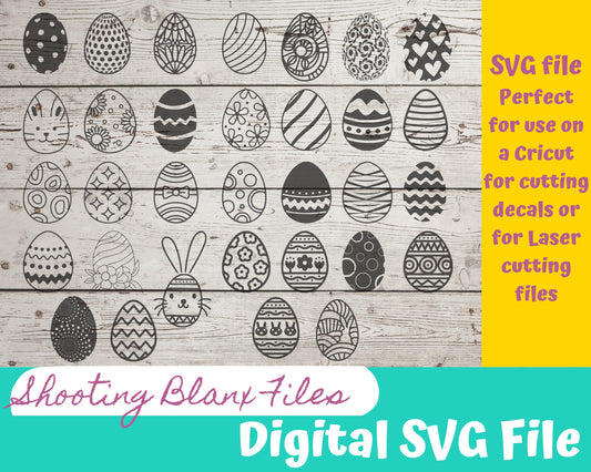 Easter Eggs SVG files perfect for Cricut, Cameo, or Silhouette also great for laser cutting Glowforge , rabbit, eggs, bunny