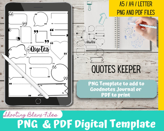 Quote keeper / year at a glance tracker / Weight loss / Bujo / Digital template / Journal Page layout