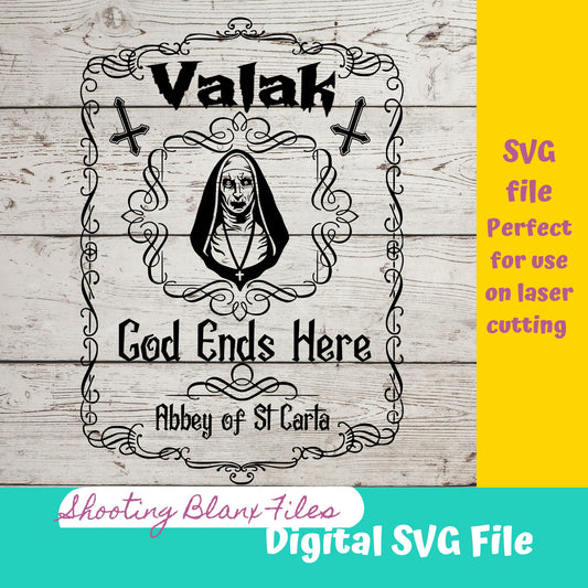 Horror Whiskey Flask Labels  SVG Files | Halloween whisky | Glowforge Cut File | Digital File, The Nun, Valak