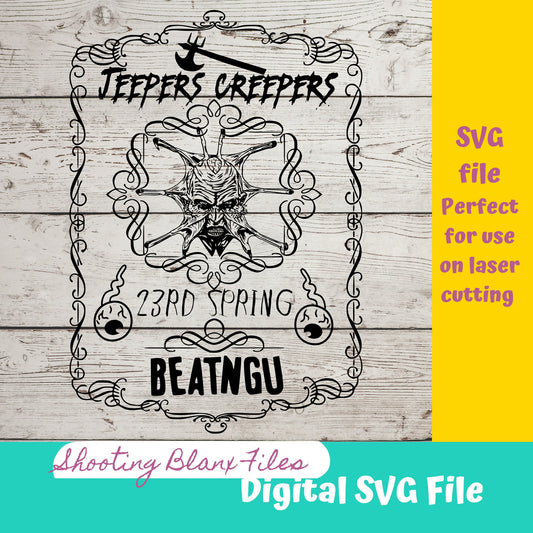 Horror Whiskey Flask Labels  SVG Files | Halloween whisky | Glowforge Halloween Cut File | Digital File, Jeepers Creeper, Beatngu